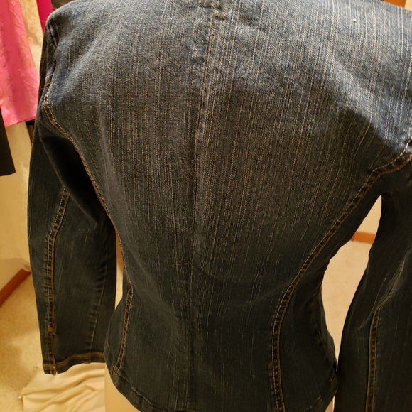 Casual Corner Stretch Jean Jacket Blazer Size 2 - Picture 2 of 4